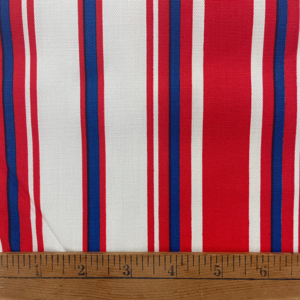 1970’s Red, White and Blue Striped Fabric - Rayon/Poly Blend - BTY