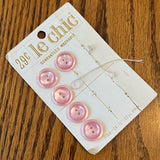 1970’s Le Chic Plastic Buttons - Opalescent Pink - Set of 5 - 5/8" -  on card