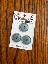 1980’s La Petite Dusty Blue Carved Plastic Buttons - Set of 3 - 7/8” - on card