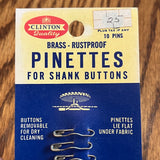 1950's Clinton Scovill Pinettes for Shank Buttons - Silver tone - NOS