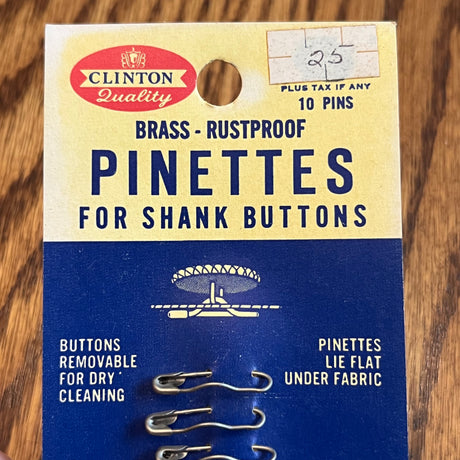 1950's Clinton Scovill Pinettes for Shank Buttons - Silver tone - NOS