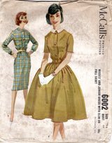 1960's McCall's Shirtwaist Dress with Slim or Full Skirt - Bust 36" - No. 6002