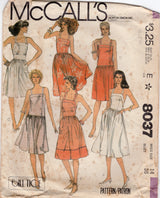 1980's McCall's Sundress and Culotte Dress Pattern - Bust 36" - No. 8037