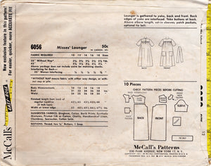 1960's McCall's "Lounger" House Dress - Bust 32" - No. 6056