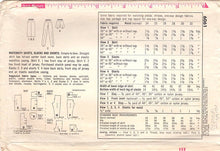 1960's Simplicity Maternity Shorts, Cigarette Pants, and Shorts pattern - Waist 24" - No. 6061