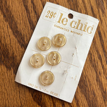 1960’s Le Chic Plastic Buttons - Opalescent Beige - Set of 5 - 5/8" -  on card