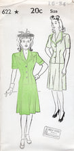 1940's New York Two Piece Suit Dress with Yoked Shoulders and 6 gore Pattern - Bust 32-36" - No. 622