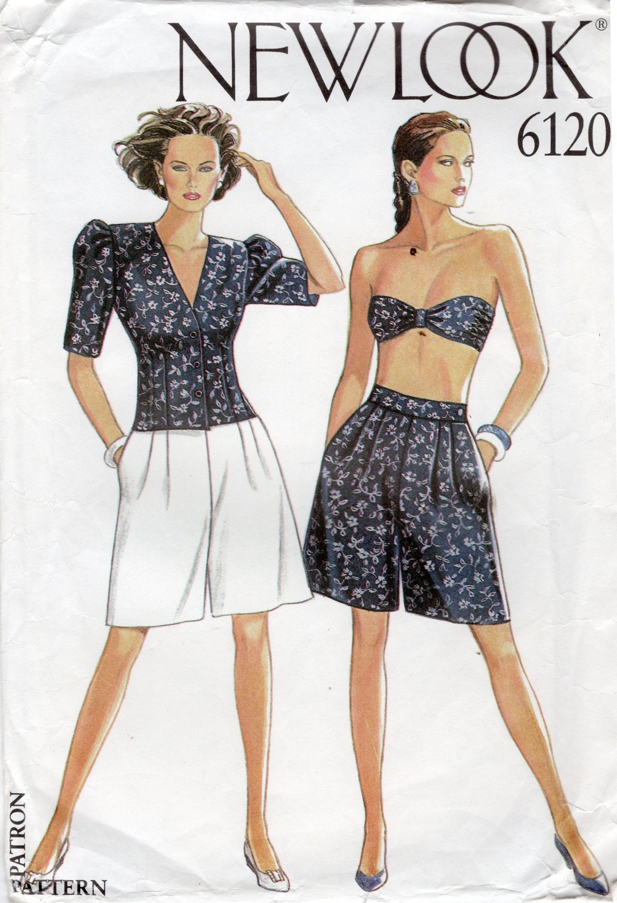 1980's New Look Bandeau Top, Jacket and Shorts - Bust 31.5-40" - No. 6120