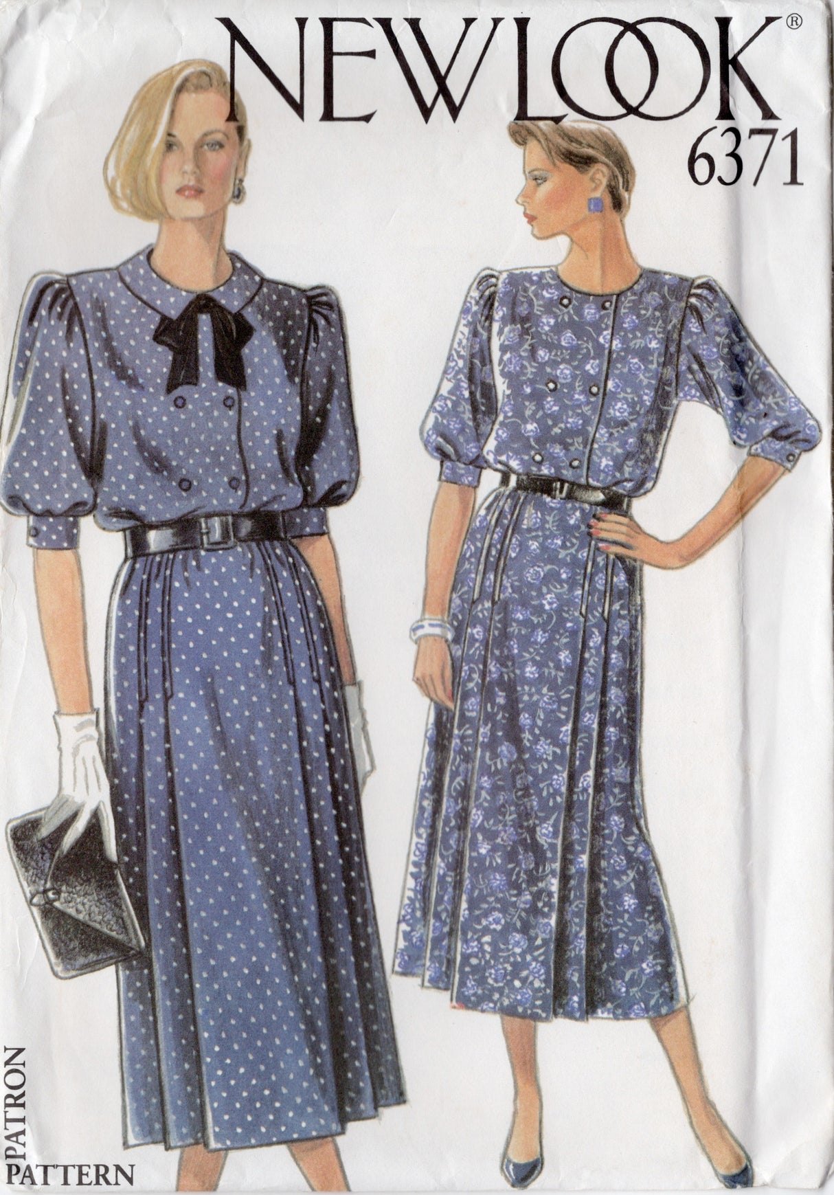 1980's New Look Double Breasted Shirtwaist Dress Pattern - Bust 31.5-40" - No. 6371