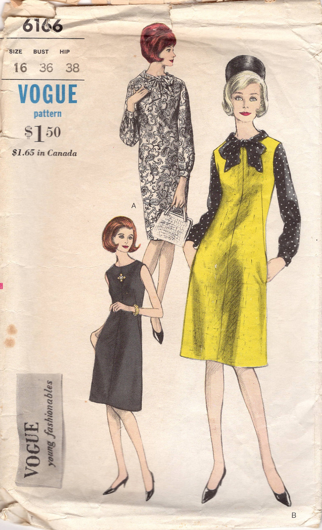 1960's Vogue Young Fashionables Dress with or without sleeves and Blouse - Bust 36