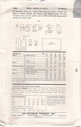 1950's Butterick Shirtwaist Dress Pattern with a Puff Sleeve or Sleeveless - Bust 32" - No. 7684