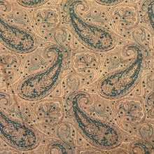 1970's Tan with Teal Paisley Fabric - Kettlecloth - BTY