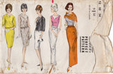 1960's Vogue One or Two Piece Dress with Straight line Skirt, Boxy Blouse and Scarf - Bust 32" - No. 6197