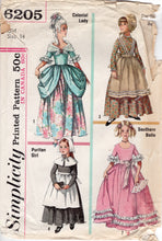 1960's Simplicity Colonial, Frontier and Puritan Costume Dress Pattern - Bust 32" - No. 6205