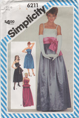 1980's Simplicity Pleated Evening Dress Pattern - Bust 32.5" - No. 6211