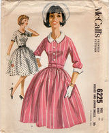 1960's McCall's Shirtwaist Dress Pattern with Gathered Skirt - Bust 36" - No. 6225