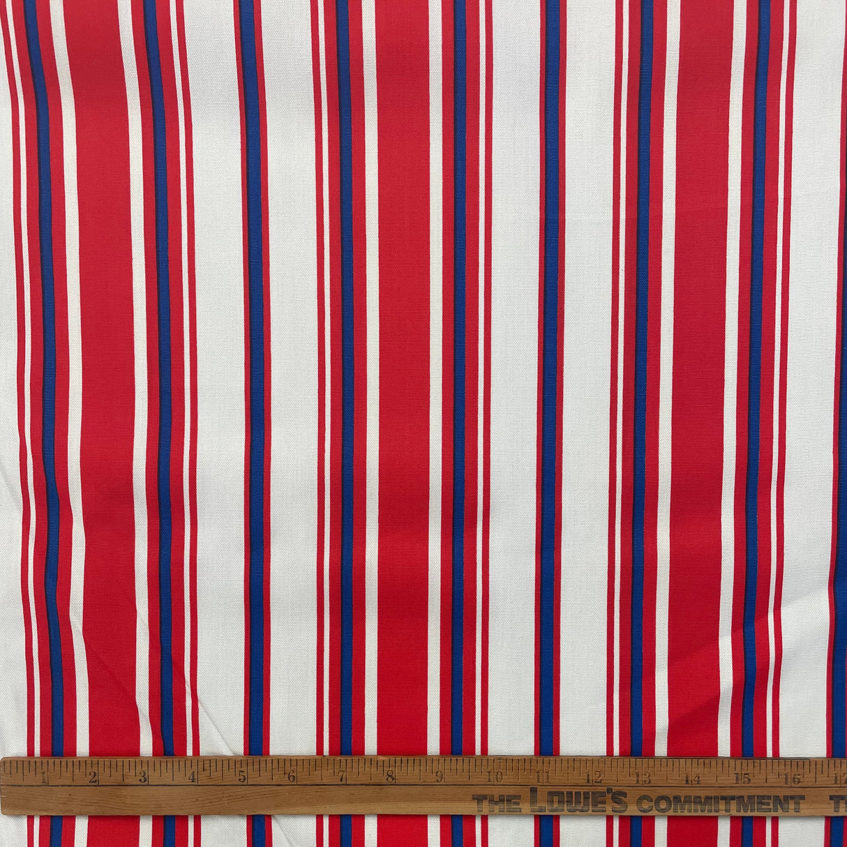 1970’s Red, White and Blue Striped Fabric - Rayon/Poly Blend - BTY