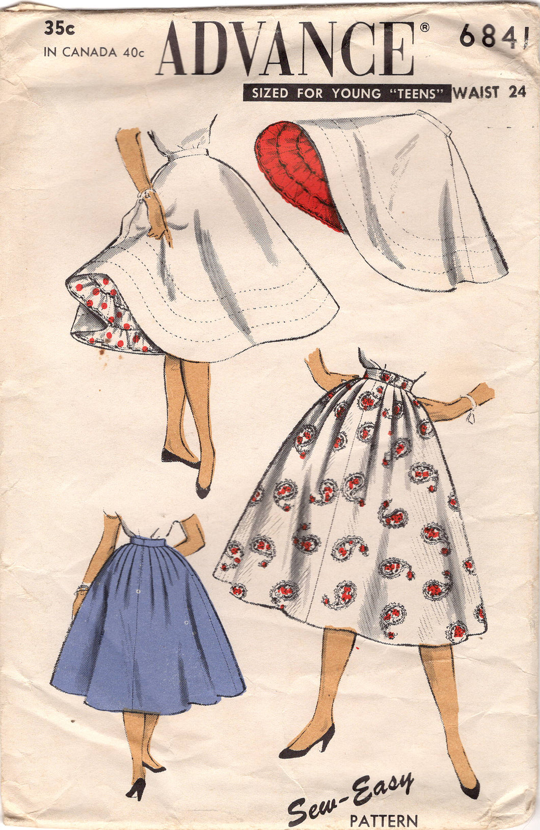 1950's Advance Pleated Skirt and Petticoat Pattern - Waist 24