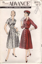1950's Advance Button Up Collared Dress Pattern - Bust 32" - No. 8173