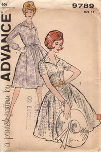 1950's Advance Fit and Flare Shirtwaist Dress - Bust 32" - No. 9789
