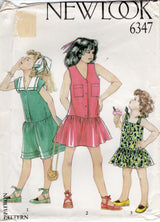 1990's New Look Children's Button Up Dress Pattern - Chest 21.5-28" - No. 6347