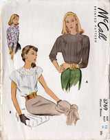 1940's McCall Pintuck Blouse Pattern with Large Yoke - Bust 30" - No. 6769