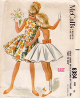 1960's McCall's Child's Low Back Dress Pattern with Built in Petticoat - Chest 28" - No. 6384