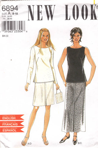 2000's New Look Top and Straight Line Skirt Pattern - Bust 31.5-40