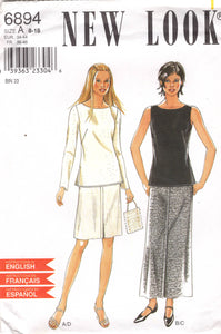 2000's New Look Top and Straight Line Skirt Pattern - Bust 31.5-40" - No. 6894