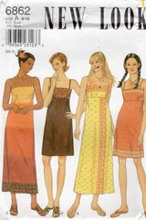 1990's New Look Midi or Maxi Empire Waist Dress Pattern - Bust 30.5-38" - No. 6862