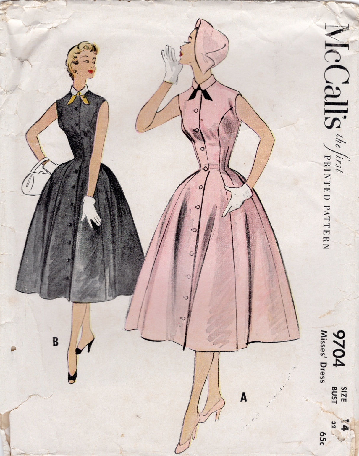 1950’s McCall's Princess Line Button Up Dress Pattern - Bust 32" - No. 9704