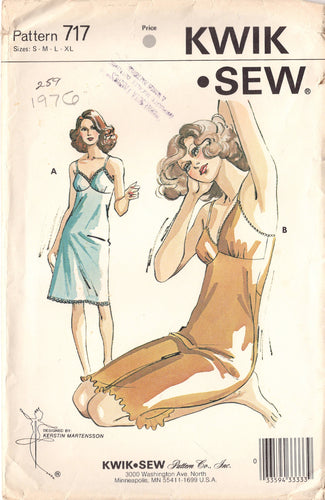 1970's Kwik Sew Slip Pattern - Bust 32.5-45
