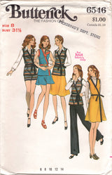 1970's Butterick Crossover Front Jumper Dress, High waisted pants or Shorts and A line Skirt Pattern - Bust 31.5" - No. 6546