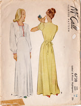 1940's McCall Long Nightgown Pattern - Bust 34" - No. 6738