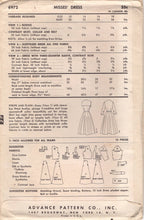1950's Advance Shirtwaist Dress with 8 Gore Skirt and Large Collar or Bow - Bust 36" - No. 6972