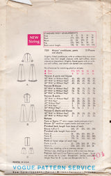 1960's Vogue Overblouse, Shorts and Pants Pattern with optional Ruffles  - Bust 31.5" - No. 7359