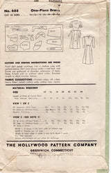 1940's Hollywood Gathered Bodice Dress Pattern with Gathered Side Skirts - Bust 38" - No. 688