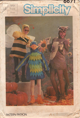 1980's Simplicity Bird, Kangaroo and Bumble bee Costume pattern - Chest 40-42