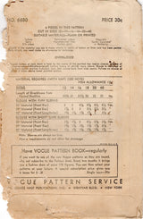 1930's Vogue Draped Front Blouse with Flutter or Lantern Sleeves - Bust 36" - No. 6680