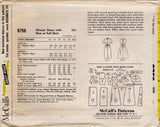 1960's McCall's Slim Fit or Flared Skirt Dress with Curved Fitted Waist detail - Bust 38" - No. 6759