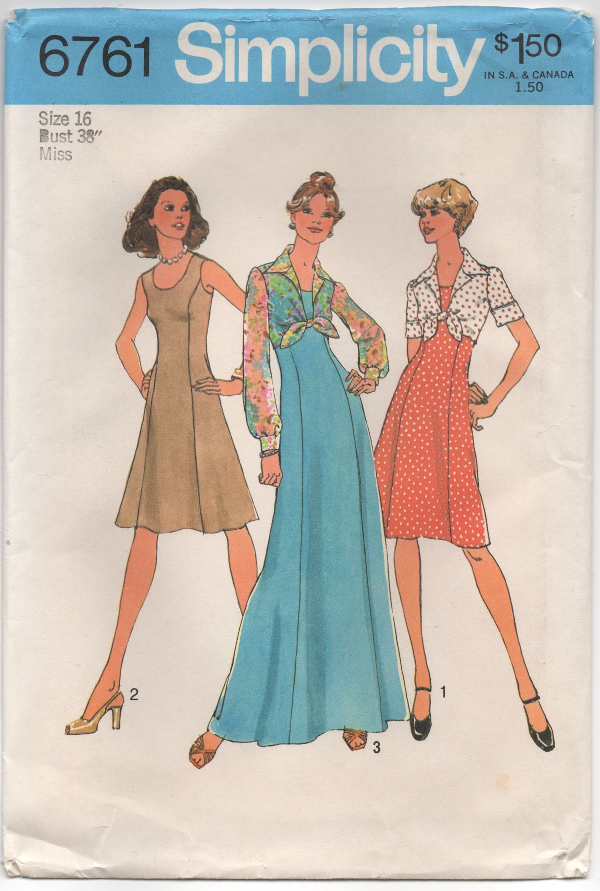 1970's Simplicity Princess Line Dress and Unlined Jacket pattern - Bust 38" - No. 6761