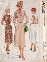 1950's McCall's Shirtwaist Dress Pattern and Bodice and Skirt Pockets - Bust 36" - No. 8105