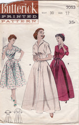 1950's Butterick Zip Front Robe and Brunch Coat Pattern - PLEASE READ - Bust 30" - No. 7053