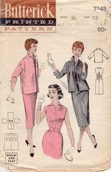1950's Butterick Sheath Dress and Boxy Jacket Pattern - Bust 36" - No. 7245