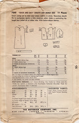 1950's Butterick Sheath Dress and Boxy Jacket Pattern - Bust 36" - No. 7245