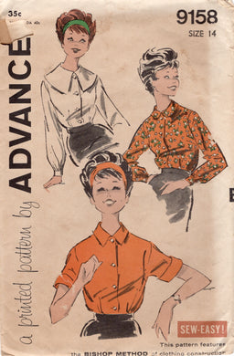 1950's Advance Button Up Blouse in Three Styles - Bust 34