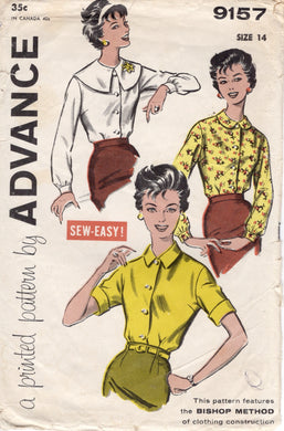 1950's Advance Button Up Blouse in Three Styles - Bust 34