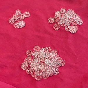 1970’s Clear Floral Print Plastic Buttons - 1/2” -  loose