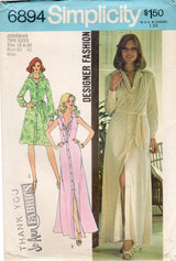 1970’s Simplicity Designer Fashion Button Up Dress Pattern - Bust 40-42" - No. 6894