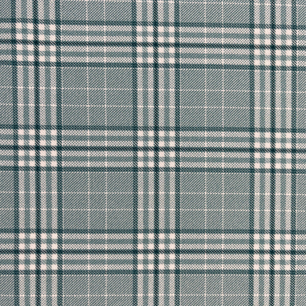 1970's Blue and White Plaid Polyester fabric - BTY
